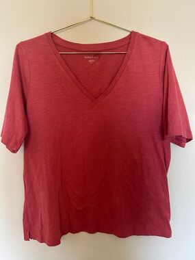 Eileen Fisher Organic Cotton V-Neck Short Sleeve Tee - Raspberry